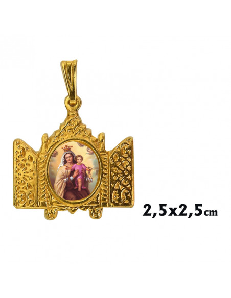 Medallon San Benito 9Cm Metal Con Esmalte Y Base Suelta En Caja