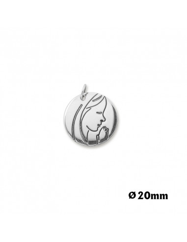 Medalla Plata Virgencita Rezando 20mm