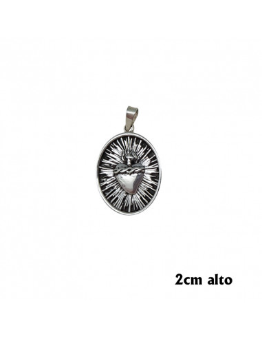 Medalla Plata Oval Corazon De Jesus 22mm