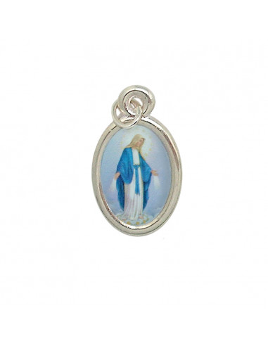 Medalla Metal Dorada Oval Foto Brillo Virgen Ternura 22x16mm