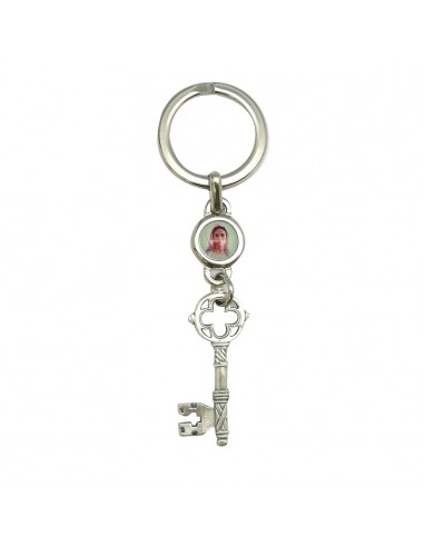 Llavero Metal Llave Antigua Con Foto En Anillo Superior