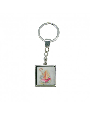 Llavero Metal 2. 5x2. 5cm Confirmacion Ceramica Borde Metal
