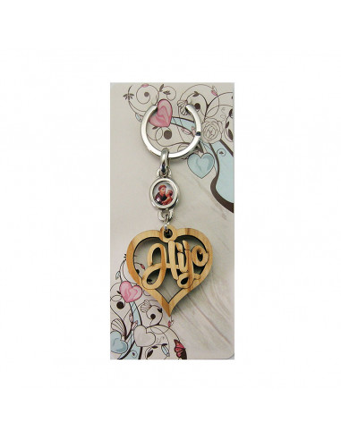 Llavero Madera Olivo Forma Corazon Hijo Con Foto Para Personalizar En Blister