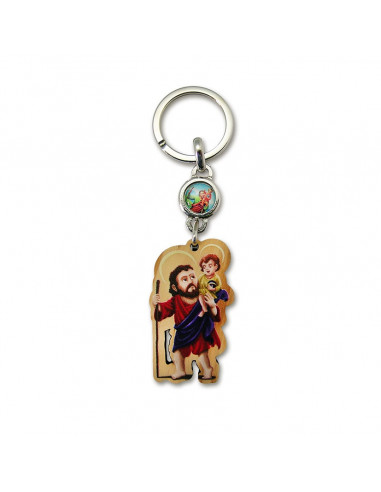 Llavero Madera San Cristobal Silueta A Color Para Personalizar