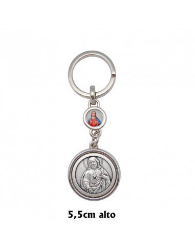 Llavero Cruz Metal del Perdon 2 caras con Medallas Virgen Milagrosa y San Benito