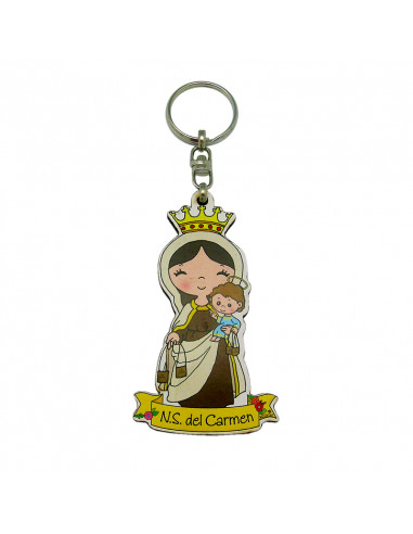 Llavero Infantil Virgen Del Carmen Madera 9x5. 5 CM