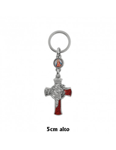 Llavero Metal 5 x 4 cm Cristo Esmalte Rojo