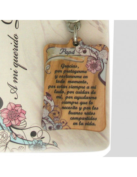 Llavero Madera Olivo Con Texto Para Papa Con Foto Para Personalizar En Blister