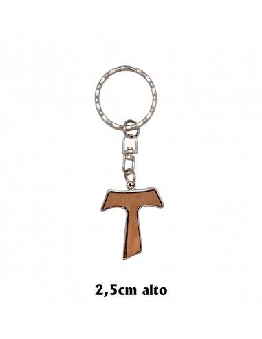 Llavero Tau Madera Con Metal Pax Et Bonum