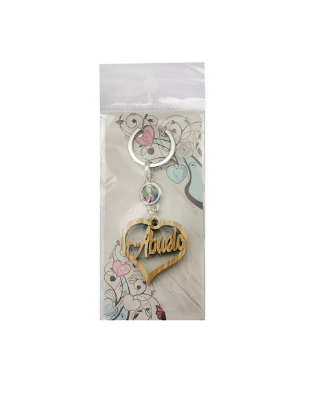 Llavero Madera Olivo Forma Corazon Abuelo Con Foto Para Personalizar En Blister