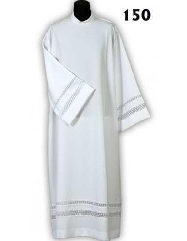 Alba Casulla Lisa Blanca Cremallera Delantera Apertura Para Manos N5 Talla 165