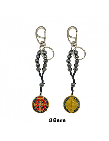 Llavero San Benito decena hematite...