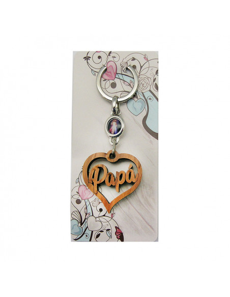 Llavero Madera Olivo Forma Corazon Hija Con Foto Para Personalizar En Blister