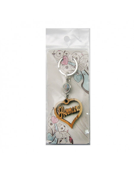 Llavero Madera Olivo Forma Corazon Hermana Con Foto Para Personalizar En Blister