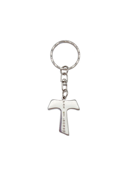 Llavero Tau Madera Con Metal Pax Et Bonum