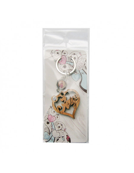 Llavero Madera Olivo Forma Corazon Abuelo Con Foto Para Personalizar En Blister