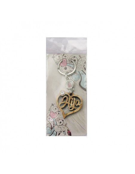 Llavero Madera Olivo Forma Corazon Hija Con Foto Para Personalizar En Blister