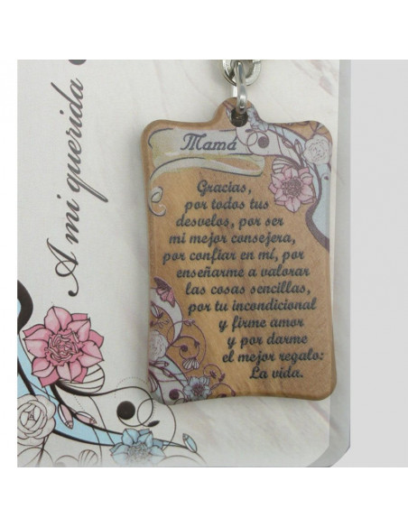 Llavero Madera Olivo Con Texto Para Mama Con Foto Para Personalizar En Blister