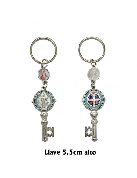 Llavero Metal Sagrado Corazon Y Sagrada Familia 30Mm Dos Caras