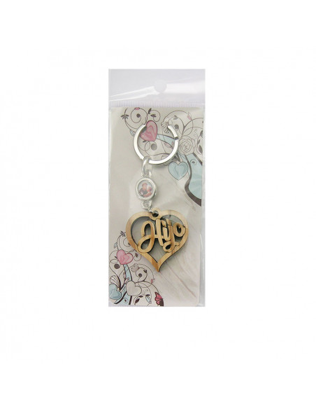 Llavero Madera Olivo Forma Corazon Hijo Con Foto Para Personalizar En Blister