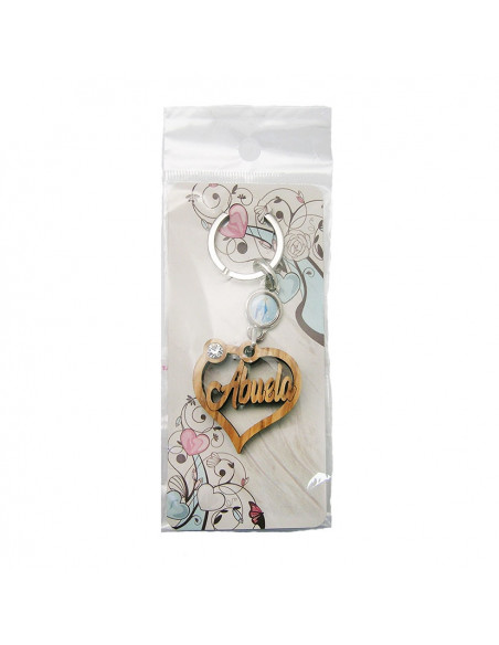 Llavero Madera Olivo Forma Corazon Abuela Con Foto Para Personalizar En Blister