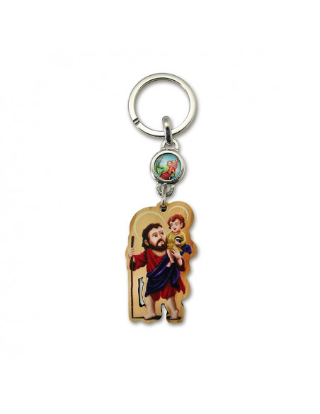 Llavero Madera San Cristobal Silueta A Color Para Personalizar