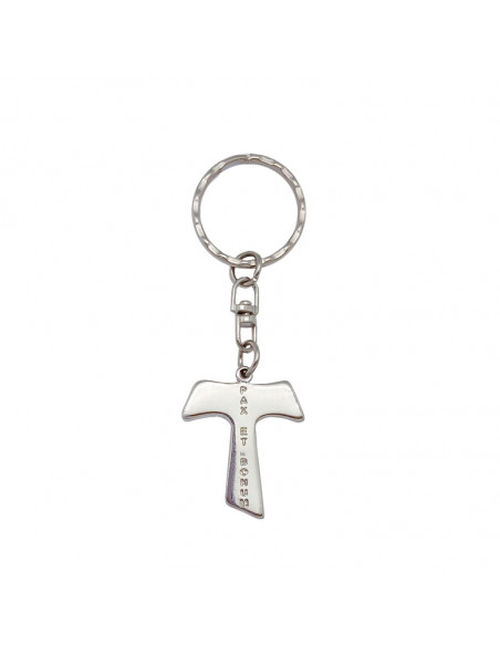 Llavero Tau Madera Con Metal Pax Et Bonum