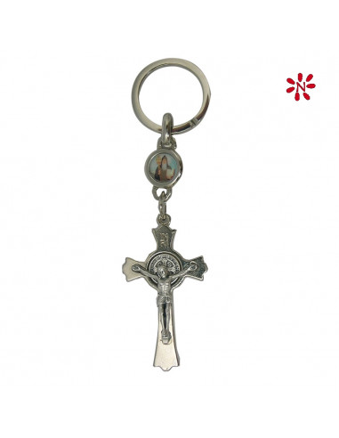 Llavero Cruz Niquel San Benito 5 Cm