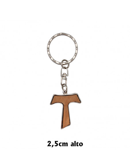 Llavero Tau Madera Con Metal Pax Et Bonum