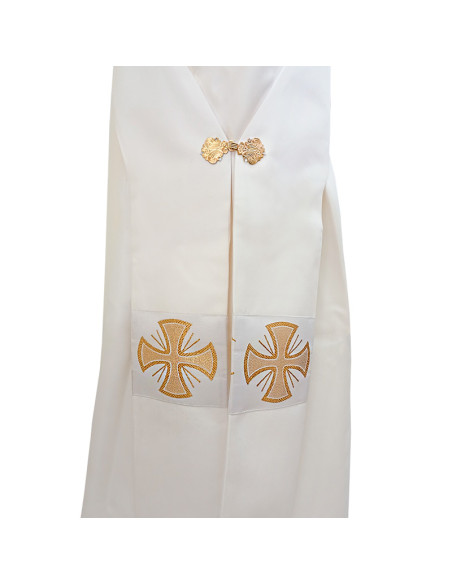 Dalmatica Estampada Con Galon Cruces Con Ramas De Olivo Alternadas