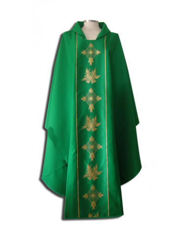 Casulla Estampada Con Galon Cruz Y...