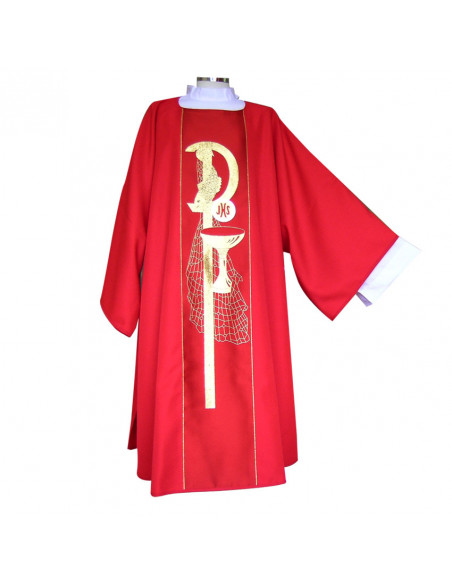 Dalmatica Estampada Con Galon Pax Caliz Forma Y Una Red De Fondo