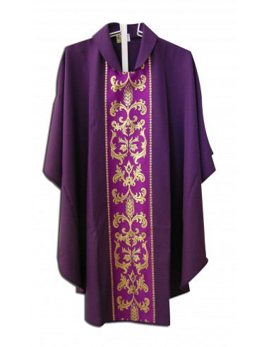 Casulla Estampada Con Galon Cruz Y...