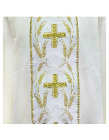 Casulla Estampada Con Galon Cruces Y...