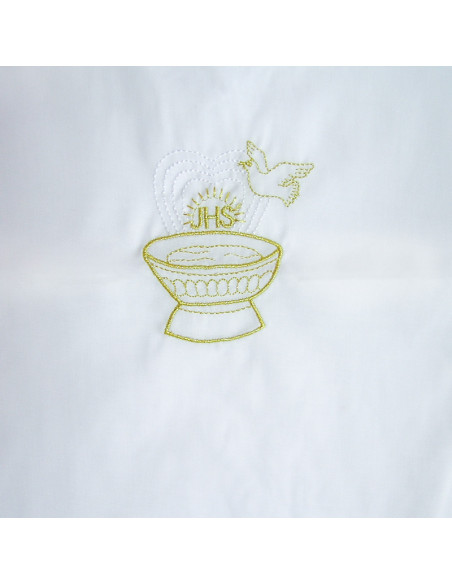 Vestido Bebe Para Bautismo Paloma Con Jhs Y Pila Bautismal
