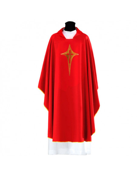 Casulla Tipo Guitarra Bordada Decoracion Floral Tela Lisa Morada