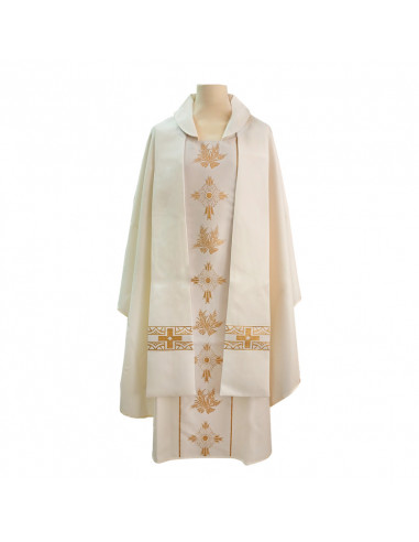 Casulla Estampada Con Galon Cruz...