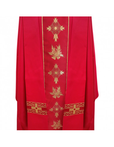 Casulla Estampada Con Galon Cruz Y...