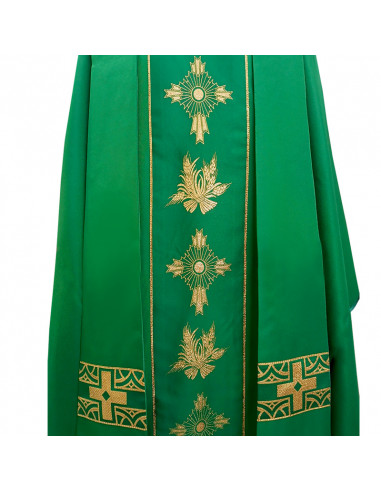 Casulla Estampada Con Galon Cruz Y...