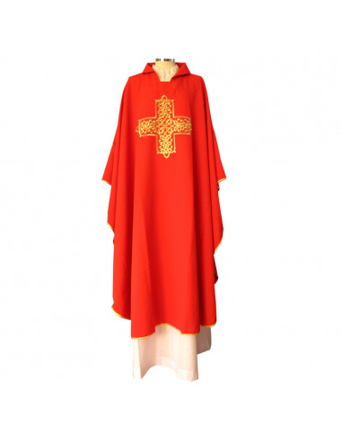 Casulla Bordada Jhs Con Espigas Y Uvas Hacia Lo0s Hombros Kor/047 Verde Cuello Redondo Fin