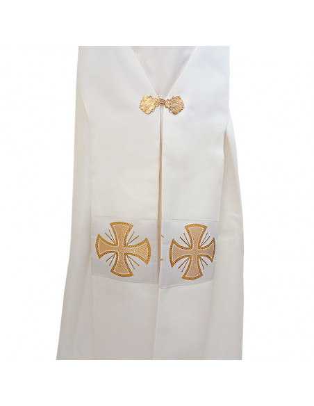 Dalmatica Estampada Con Galon Cruces Con Ramas De Olivo Alternadas