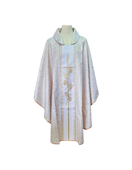 Casulla Estampada Con Galon Caliz Grande Con Forma Y Racimo Uvas N366 Rosa