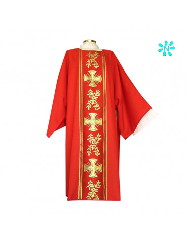 Casulla Estampada Con Galon Cruces Y...