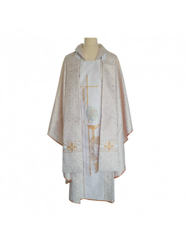 Casulla Estampada Tipo Damasco Rayado...