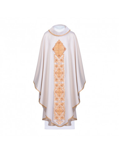 Casulla Virgen Fatima Bordada Kzo/170 Con Galon Rectangular Adorno Floral