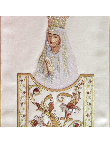 Casulla Virgen Fatima Bordada Kzo/170 Con Galon Rectangular Adorno Floral