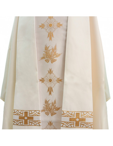 Casulla Estampada Con Galon Cruz Y...