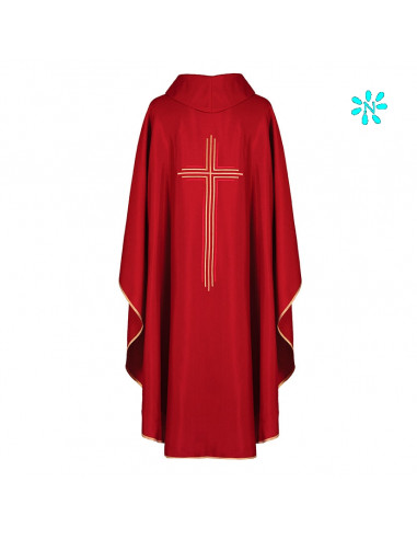 Casulla Estilo Arpillera Cruz Central Con Ribete Cuello Redondo Kor/220