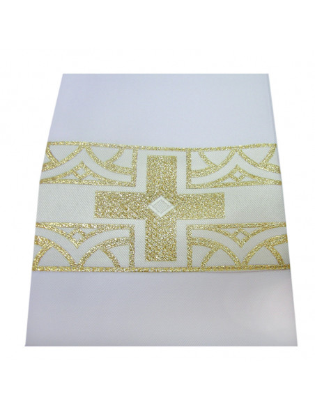 Casulla Estampada Con Galon Cruz Y Espigas Doradas N356