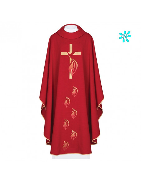 Casulla Espiritu Santo Cuello Redondo Kor/216 Roja FIN